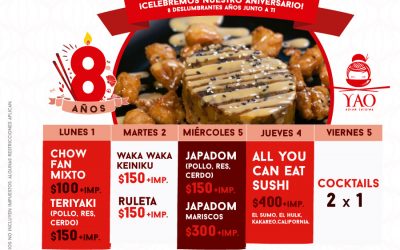 ¡La familia YAO Asian Cuisine celebra su deslumbrante 8vo Aniversario!